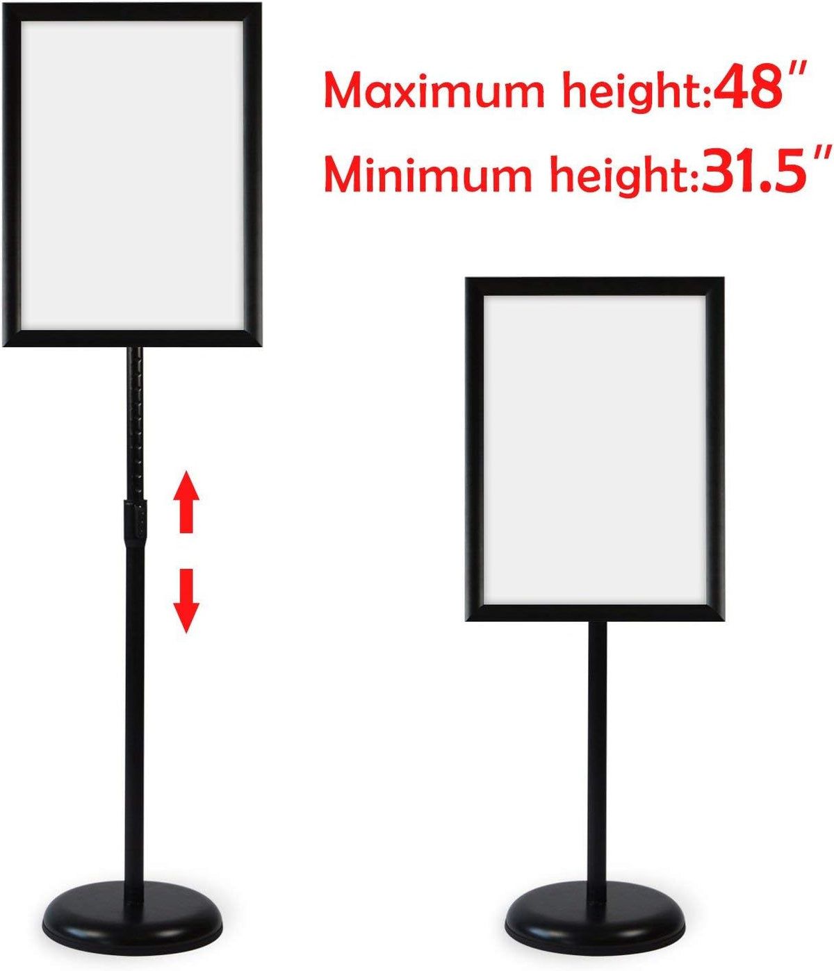 Black Pack of 2 Adjustable Aluminum Floor Standing Sign Holder D60075