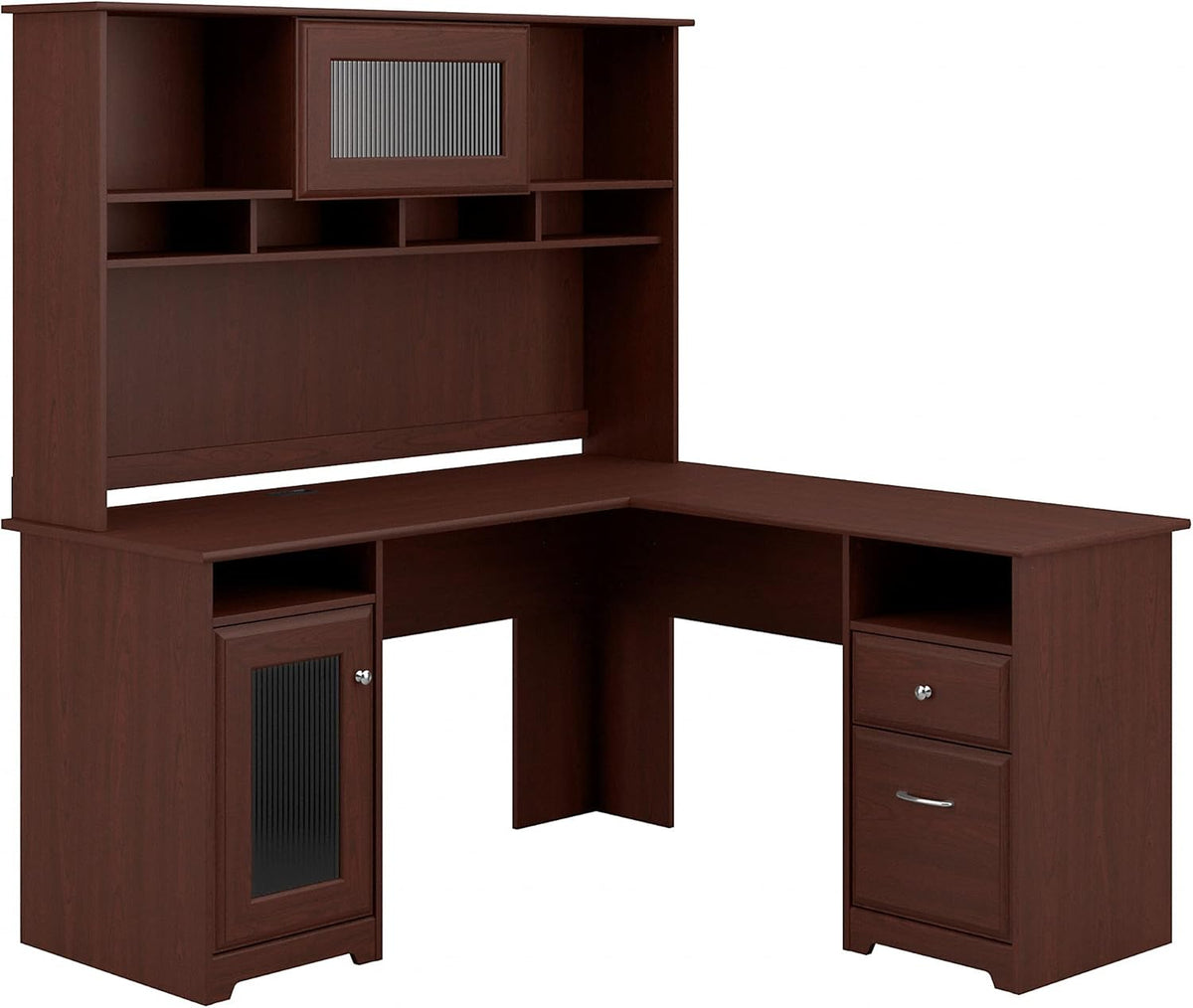 L Shaped Computer Desk with Hutch, 60W, Ash Gray D826649