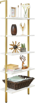 5-Tier Wall-Mounted Metal Shelf with Marble / Gold R56998