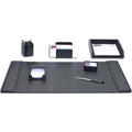 Black Leather 7-Piece Desk Set I272