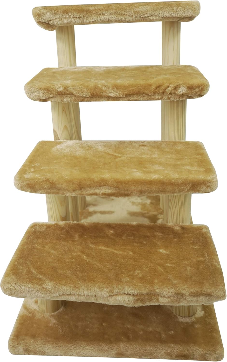 4-Step Wooden Pet Stairs with Detachable Carpet, Brown, Pack of 2 E183335