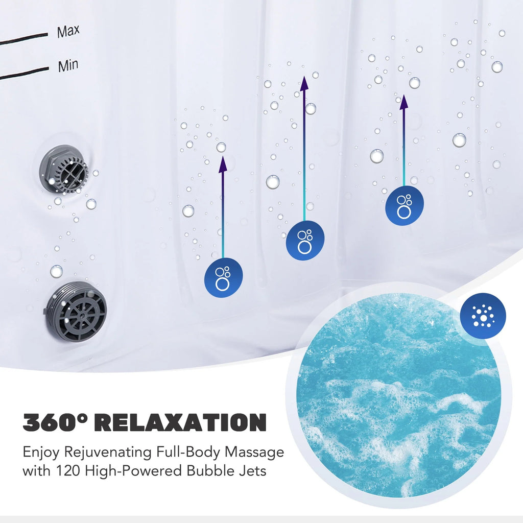 5x5ft Square Inflatable Spa Tub with 120 Massaging Jets M607