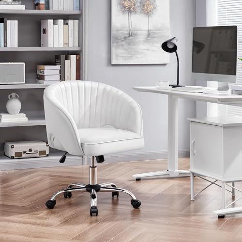 Cream Velvet Swivel Desk Chair with Wheels K66602