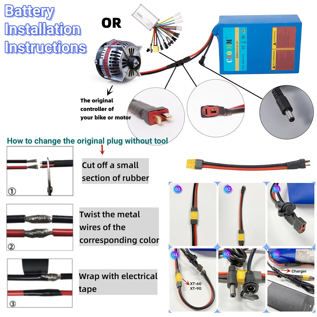 48V 14Ah Lithium Ebike Battery with 5A Fast Charger T Plug G7990