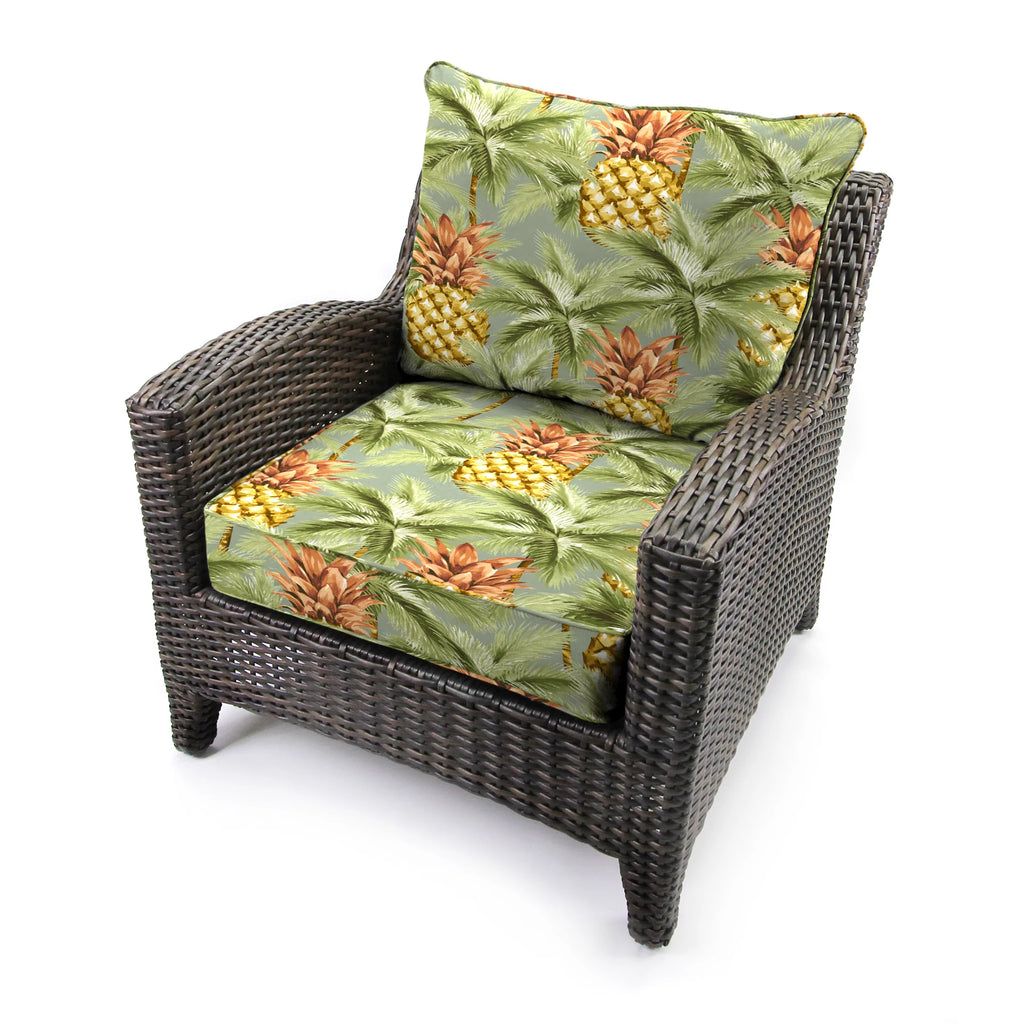 Green Tropical Rectangular Outdoor Deep Seating Chair Cushion M371568