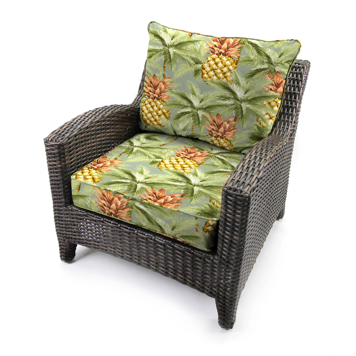Green Tropical Rectangular Outdoor Deep Seating Chair Cushion M371568