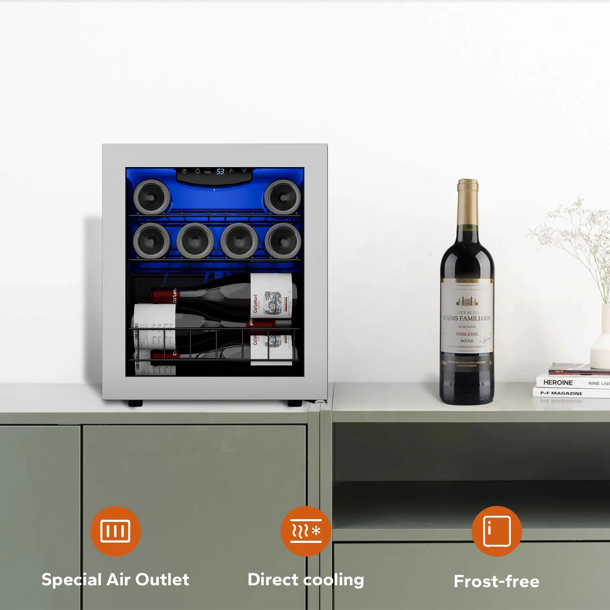 12 Bottle Mini Wine Refrigerator with Glass Door H5110