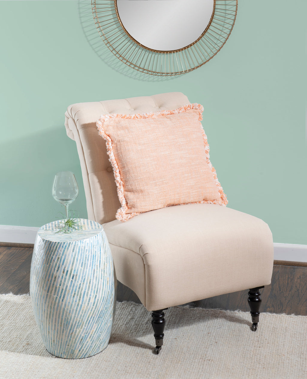 Blue White Capiz Shell Accent Table K345835