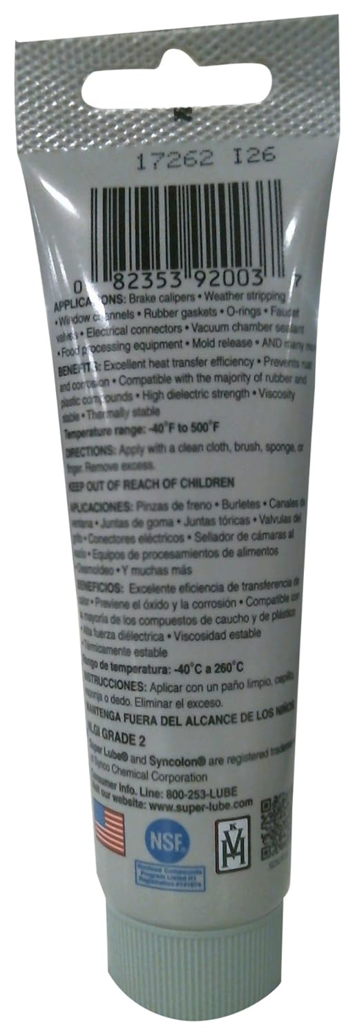 Translucent White Silicone Lubricating Grease with PTFE, 3 oz Tube F83431