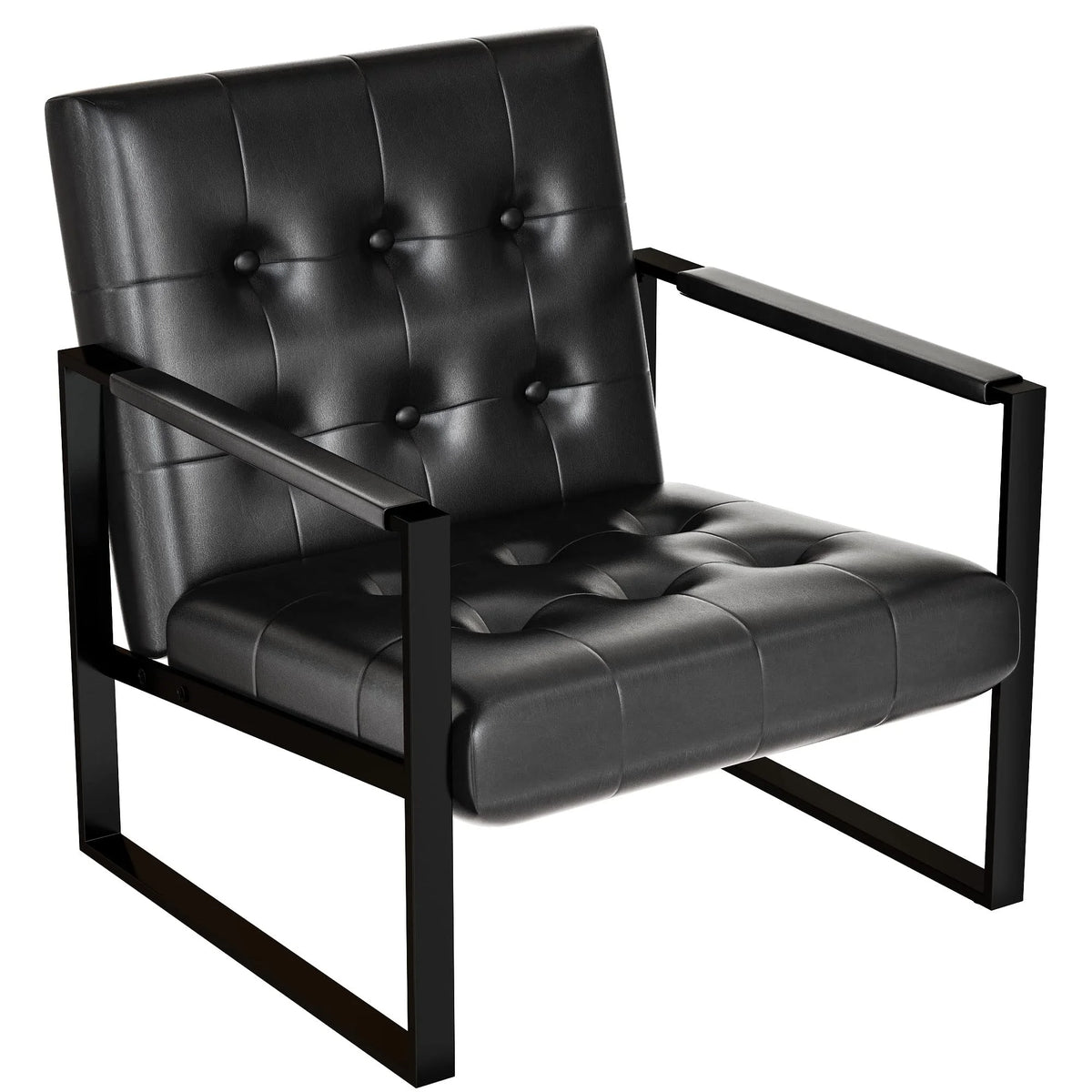 Leather Accent Chair Set of 2 Black Q212