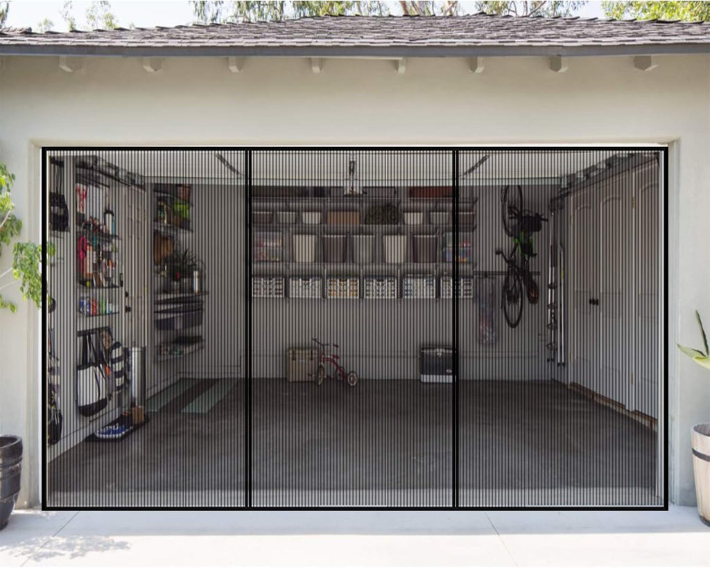 Retractable Magnetic Garage Door Screen Mesh Net, Pack of 2 T14585