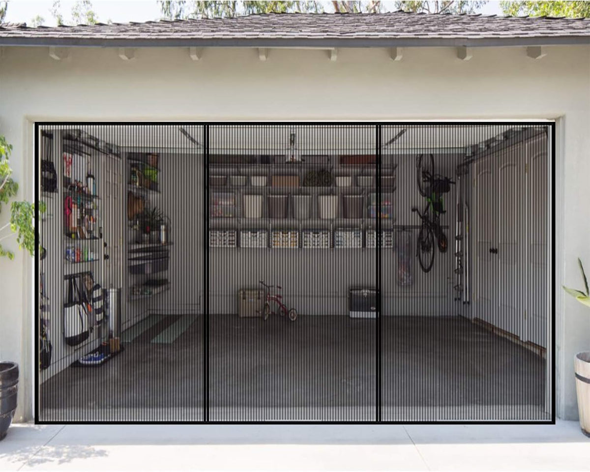 Retractable Magnetic Garage Door Screen Mesh Net, Pack of 2 T14585