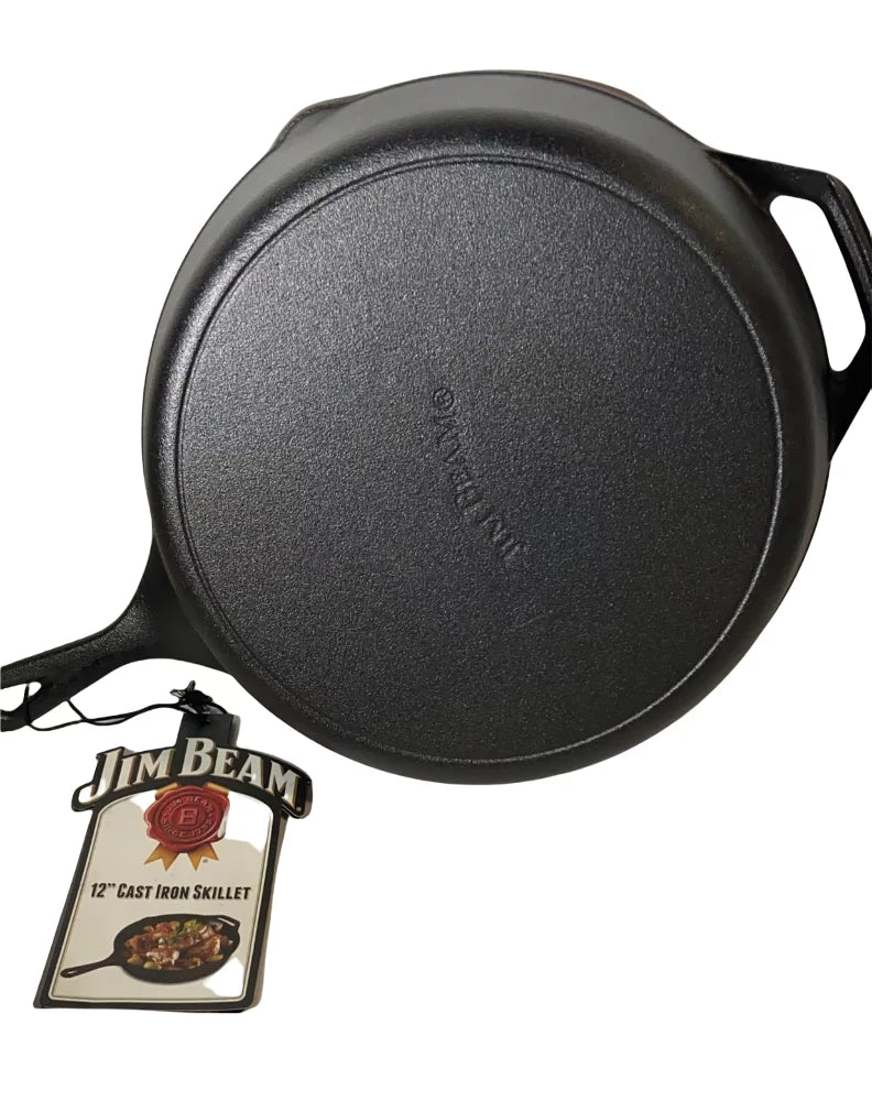 12" Black Cast Iron Round Skillet H4048