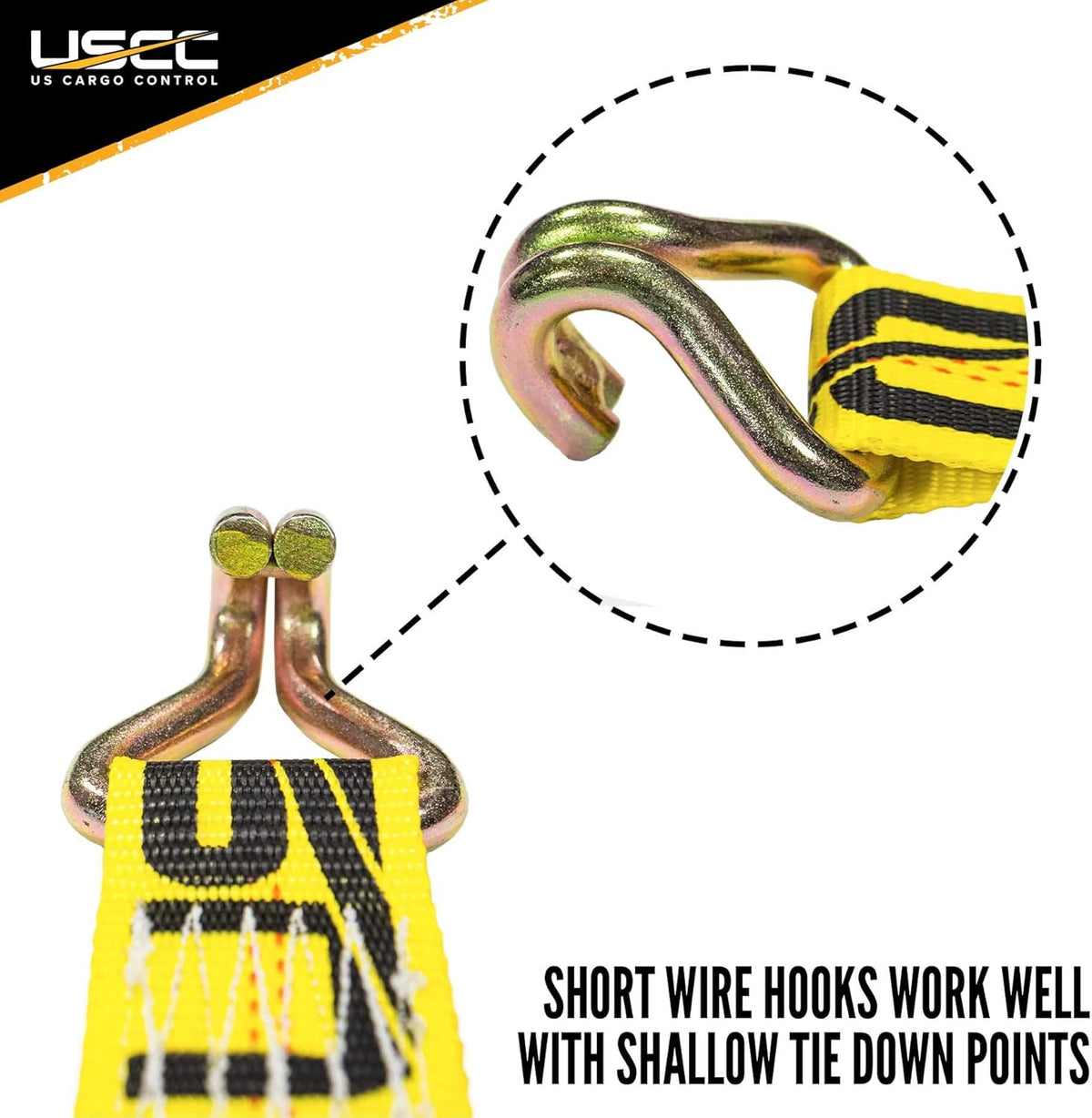 2 Inch x 12 Foot Yellow Ratchet Straps with Double J Hooks - 4 Pack U45784