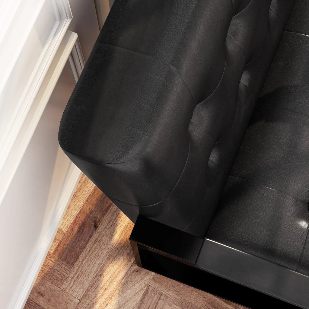 Leather Accent Chair Set of 2 Black Q212