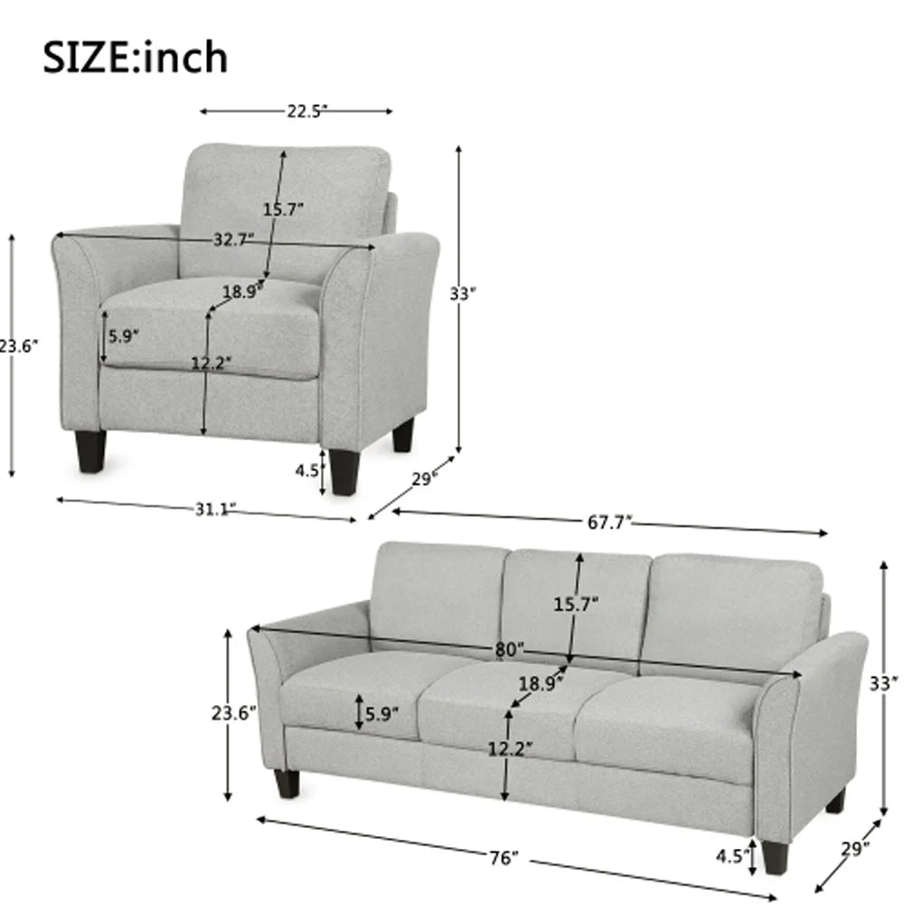 Light Gray Chair and 3-seat Sofa I188658