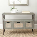 Antique Dark Walnut and Pewter 3-Drawer Console Table E59645