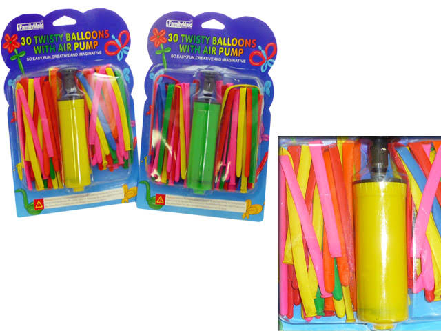 30 Twisty Balloon with Air Pump Red & Blue Pack of 96 D7064