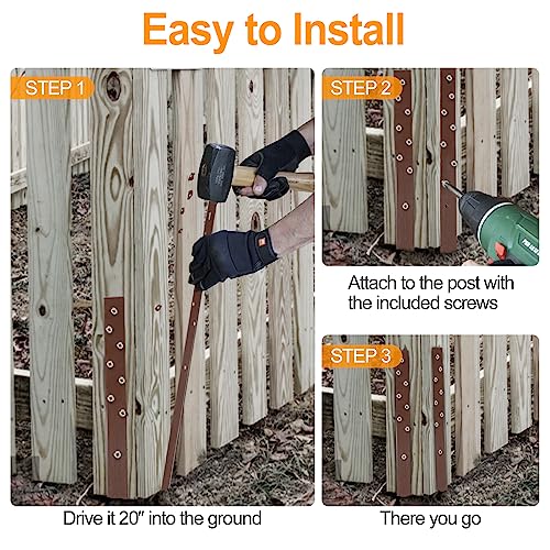 6 Pack Fence Post Repair Stakes Spikes Kit E820