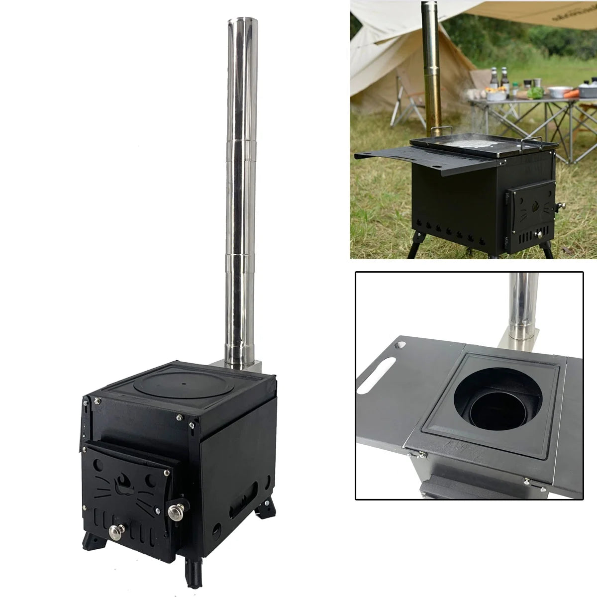 Portable Wood Burning Stove with Chimney Pipe T333