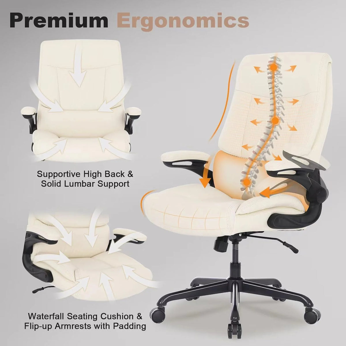 Black Big and Tall Ergonomic Office Chair with Lumbar Support S679