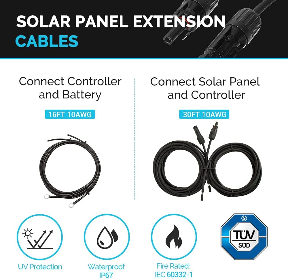 100 Watts 12 Volts Monocrystalline Solar RV Kit with 30A PWM Charge Controller Y9754
