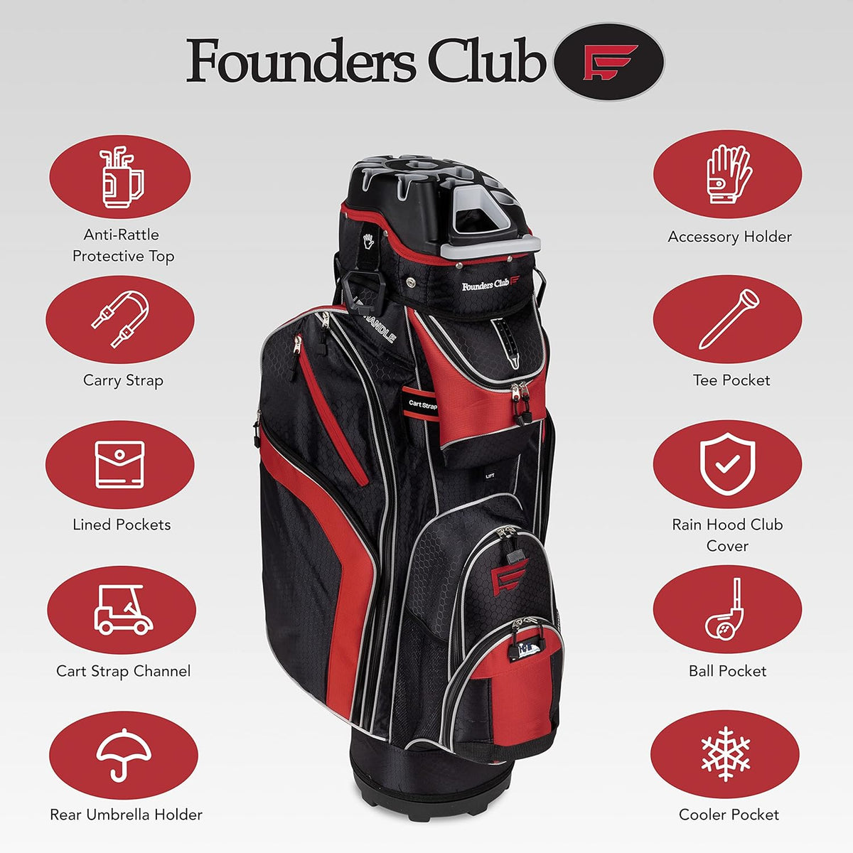 14 Way Cart Bag with Organizer Divider Top (Black Red) B924216