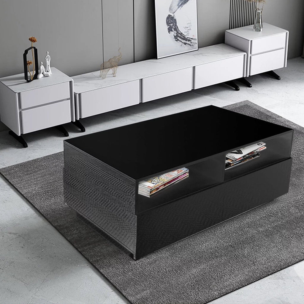 Modern LED High Gloss Coffee Table with 4 Drawers B627