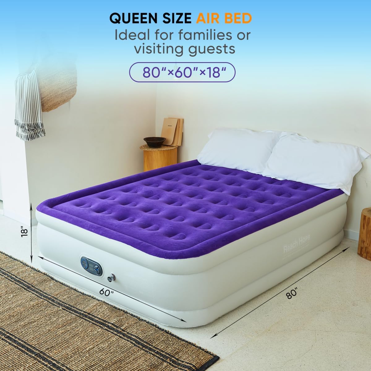 Queen Size Air Mattress with Built-in Pump X32572