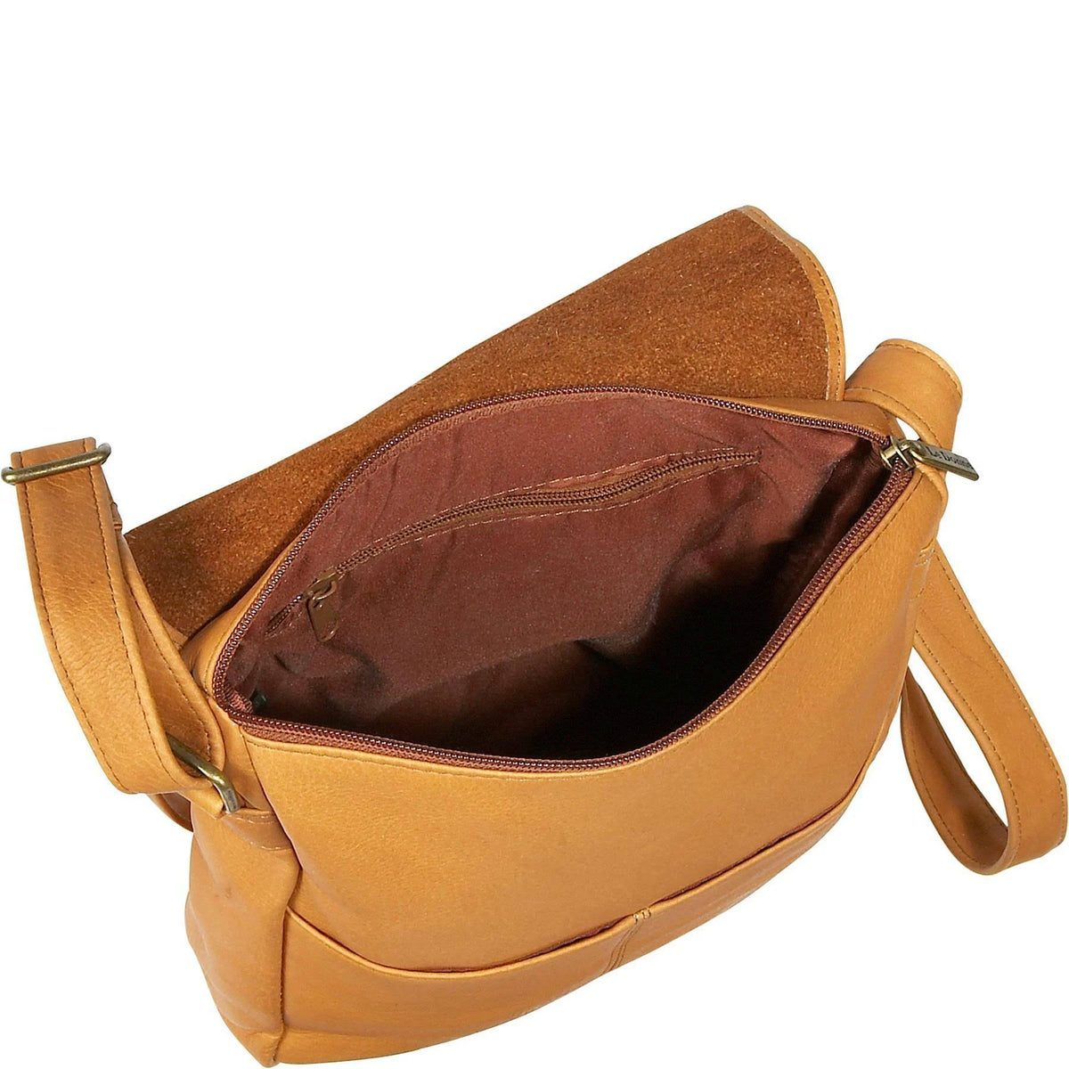 Tan Leather Over-Shoulder Flap Bag T585897