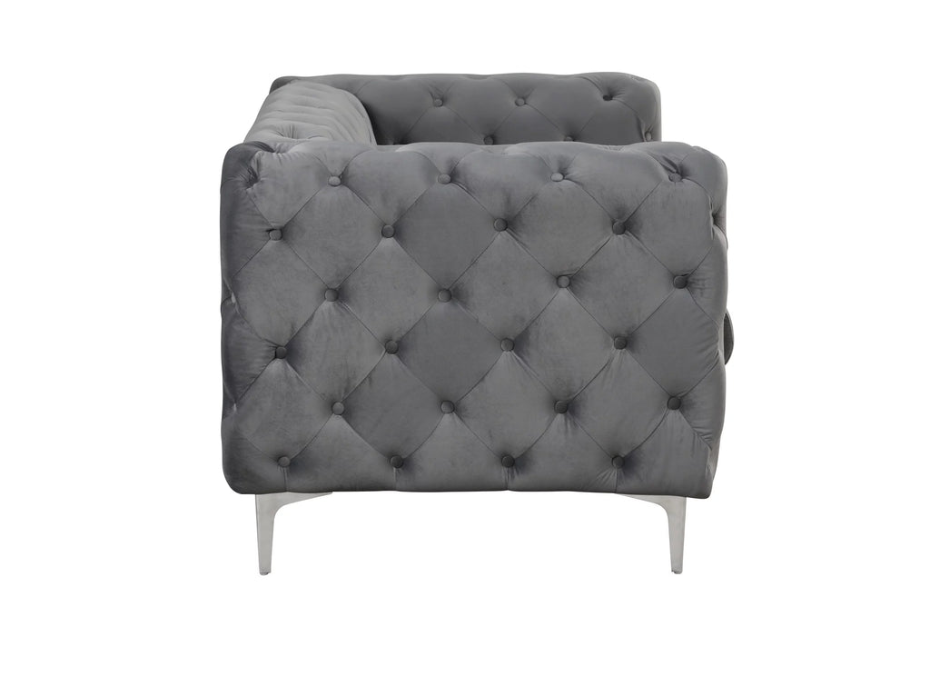 3 Pieces Gray Velvet Sofa and 2 Armchairs Q108