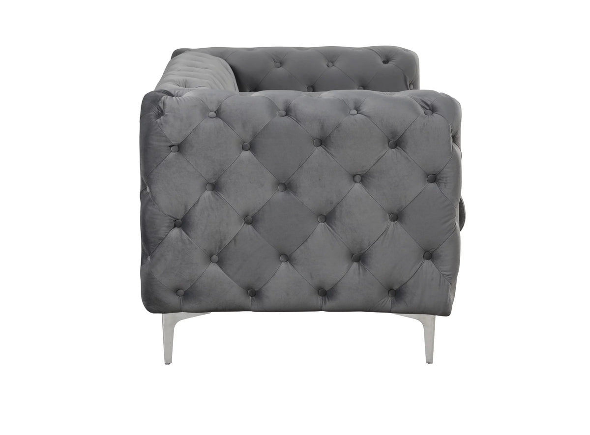 3 Pieces Gray Velvet Sofa and 2 Armchairs Q108