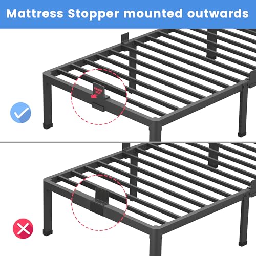 18 Inch Full Size Metal Platform Bed Frame with Under-Bed Storage W5919