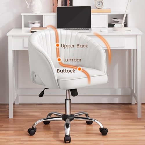 Cream Velvet Swivel Desk Chair with Wheels K66602