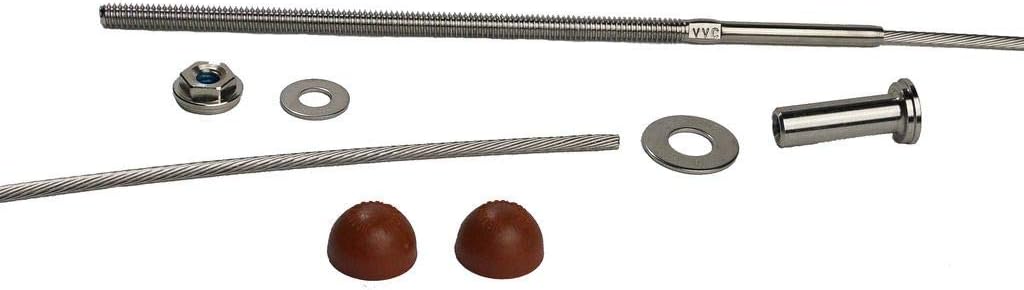Stainless Steel Cable Railing Installation Kit for Deck Railing for 4x4 and 6x6 Posts, 1/8 Inch Cable, 25 Feet with Long Terminals and Stainless Chamfer Caps Q784