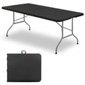 48 Inch Folding Table with Carry Handle, Heavy Duty Plastic Utility Table with Steel Legs, White L97287