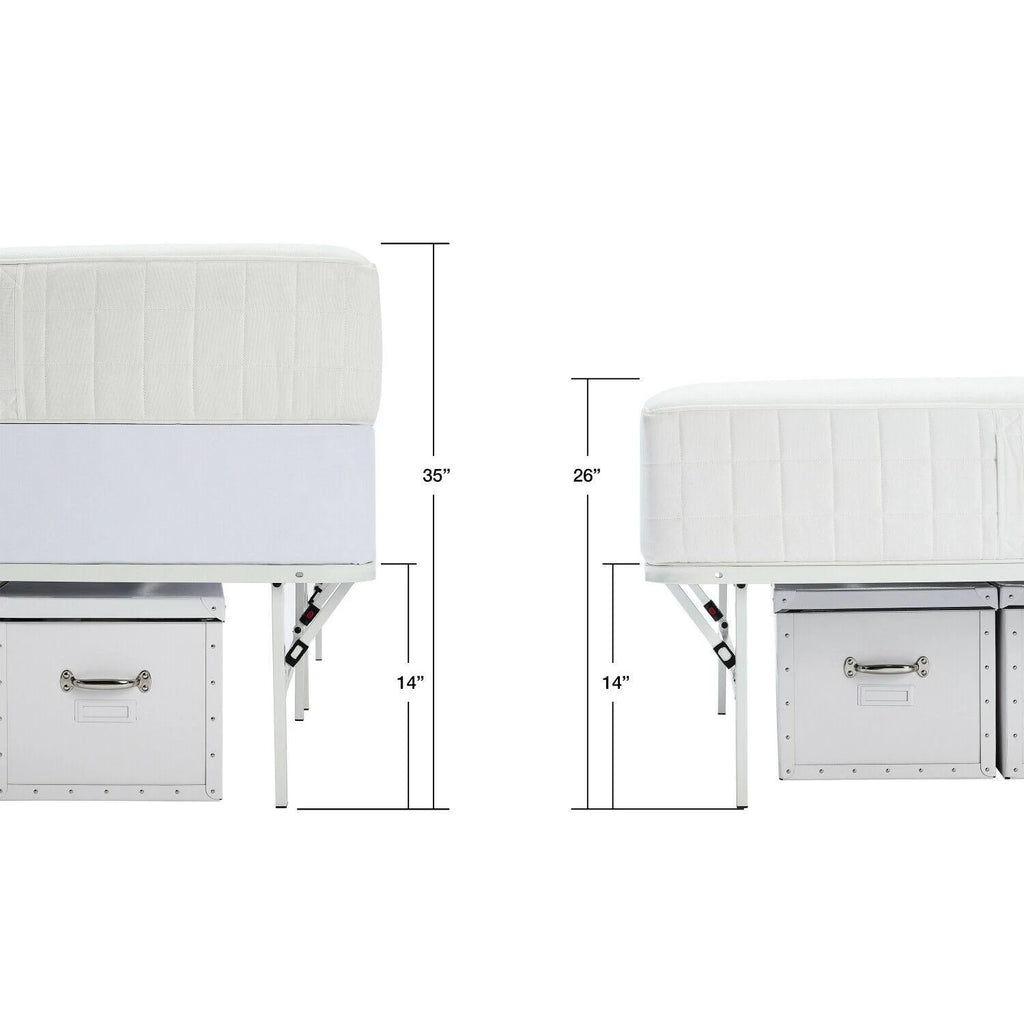 White Steel Bed Frame, King, 14 inch Height B4111