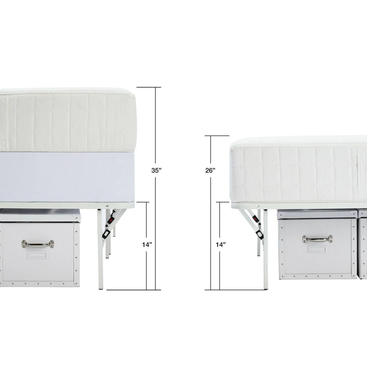 White Steel Bed Frame, King, 14 inch Height B4111