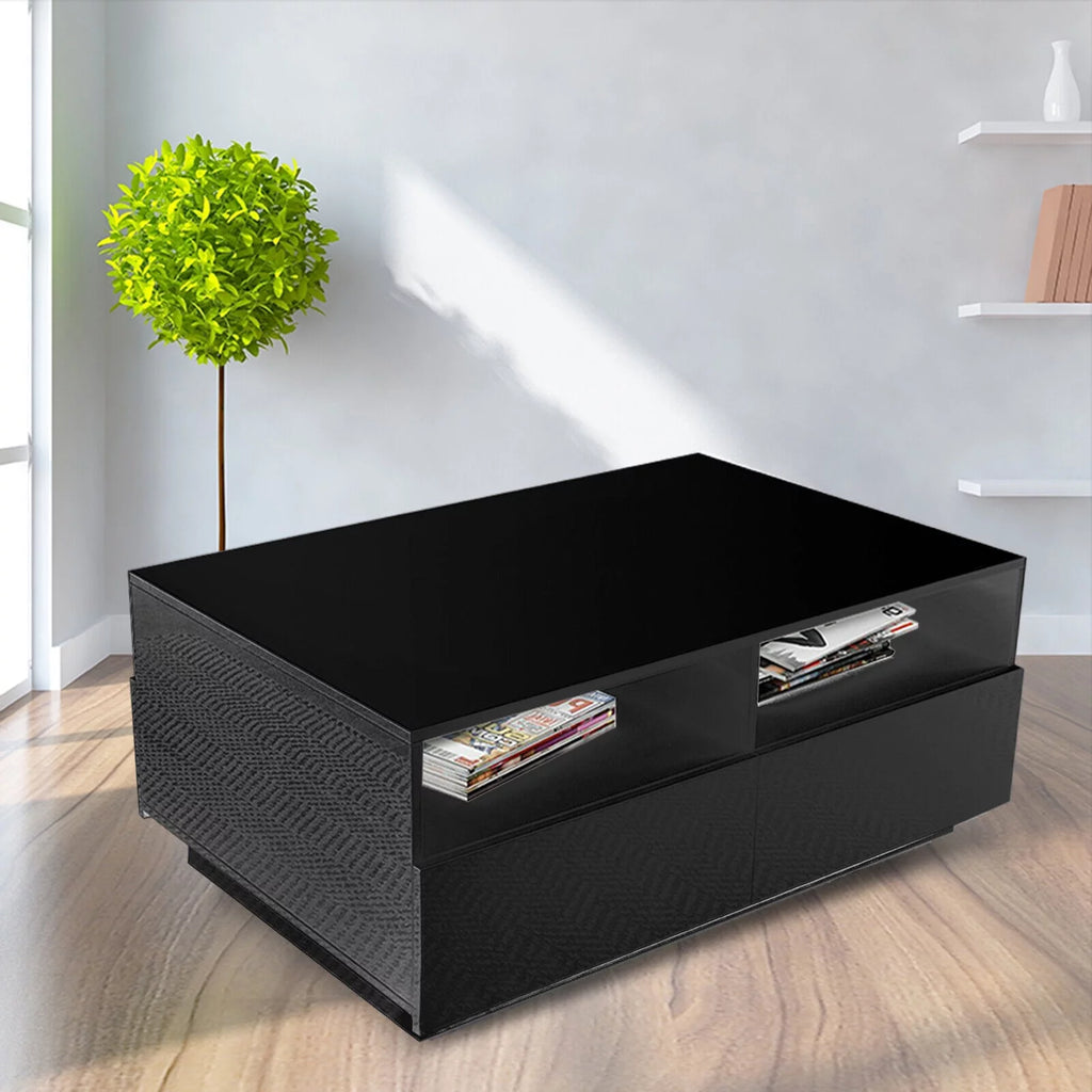Modern LED High Gloss Coffee Table with 4 Drawers B627