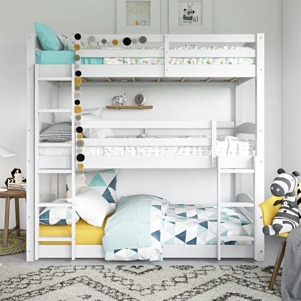 White Triple Twin Bunk Bed F24885