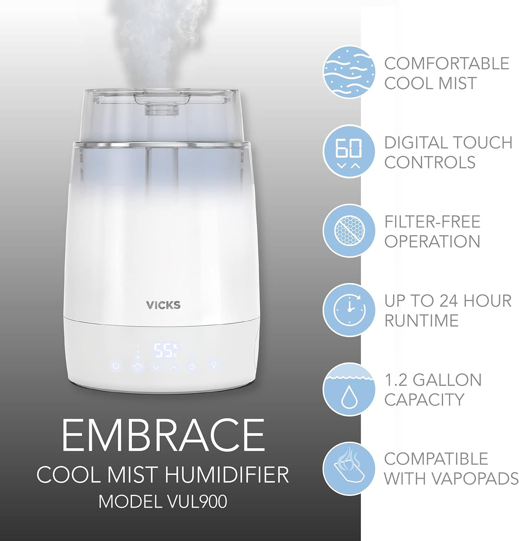 White Cool Mist Top Fill Humidifier Q9755