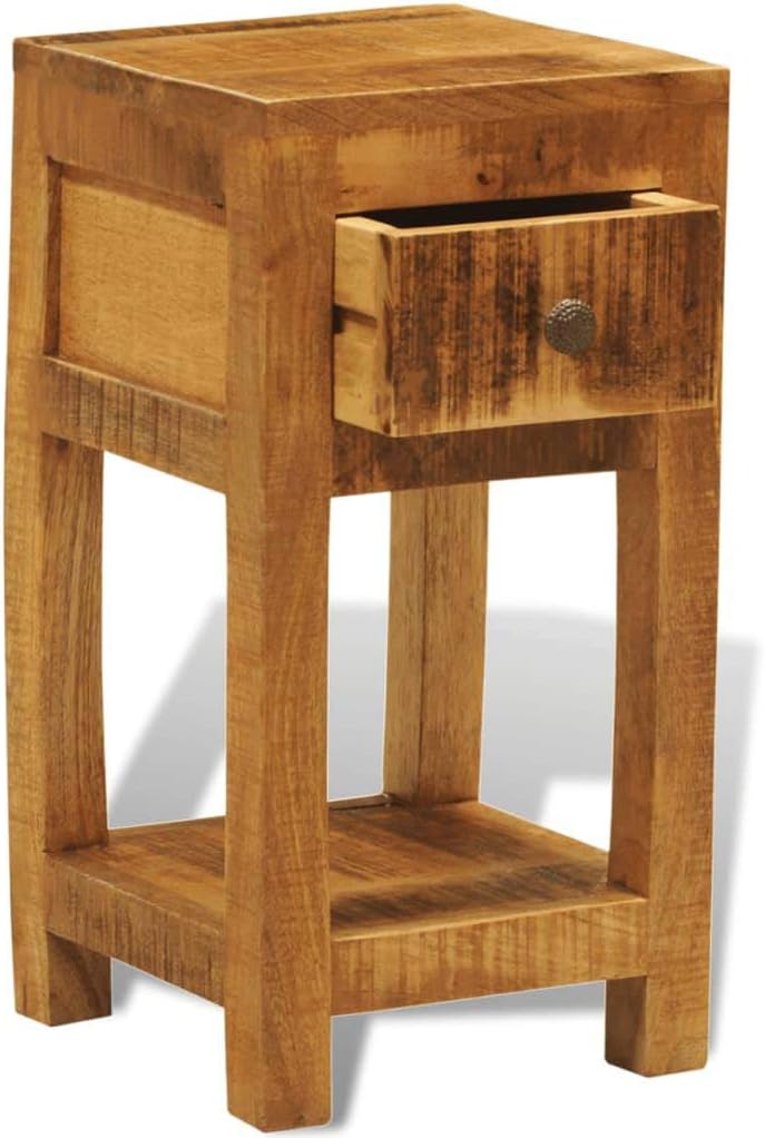 Solid Mango Wood 1 Drawer Side Table G401