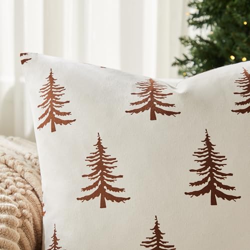 Cotton Christmas Pillow Covers Set of 2, 18x18 Inch Green Q757551