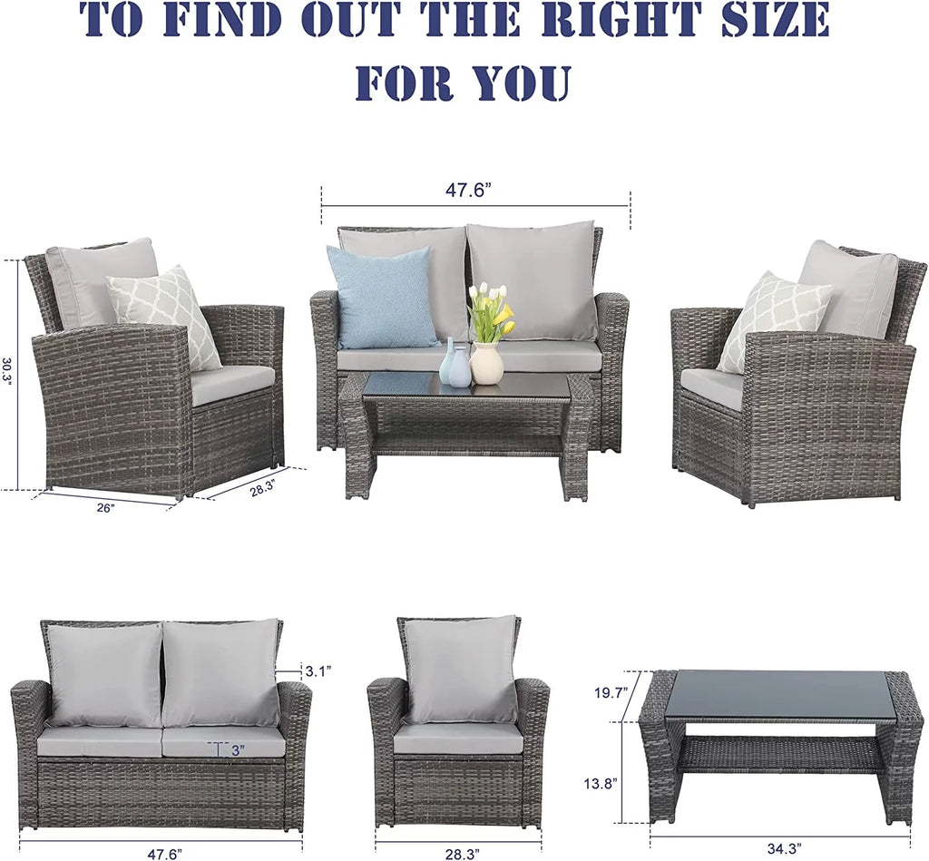 Gray Rattan Wicker Outdoor Patio Furniture Set I3014