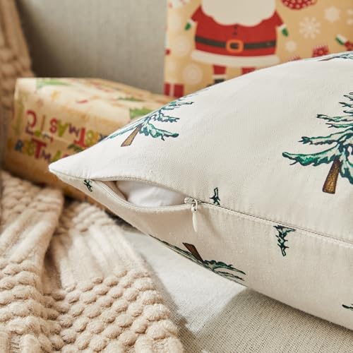 Cotton Christmas Pillow Covers Set of 2, 18x18 Inch Green Q757551