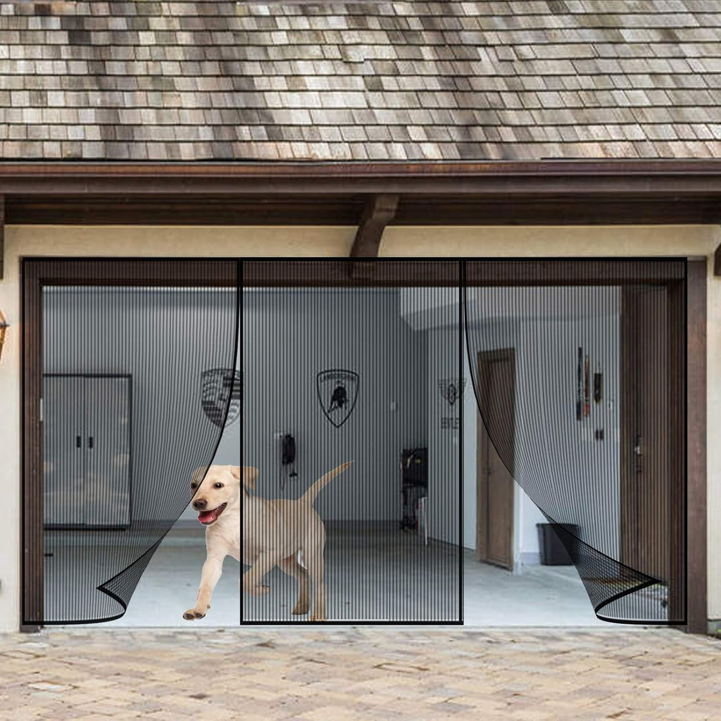 Retractable Magnetic Garage Door Screen Mesh Net, Pack of 2 T14585
