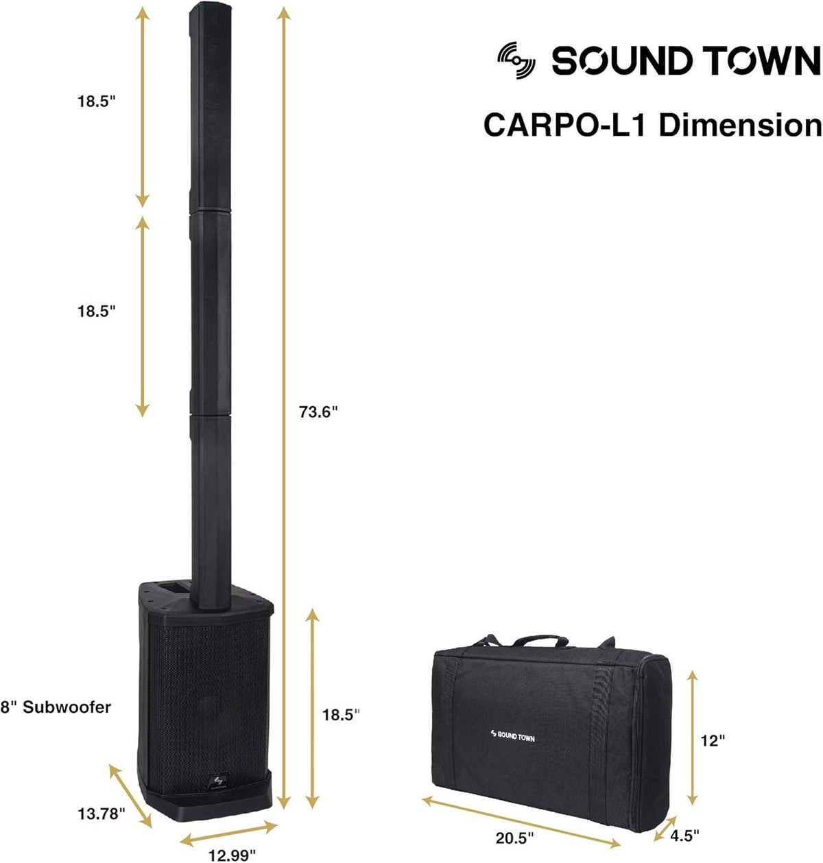 White Pair of Passive Wall-Mount Column Mini Line Array Speakers with 4 x 5” Woofers K184683