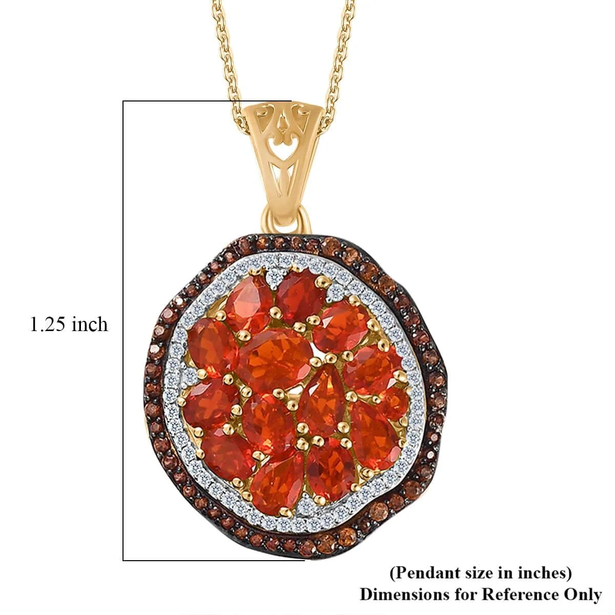 Crimson Fire Opal Oval 925 Sterling Silver Vermeil Yellow Gold Plated Pendant Necklace 20" Ct 1.87 V97179