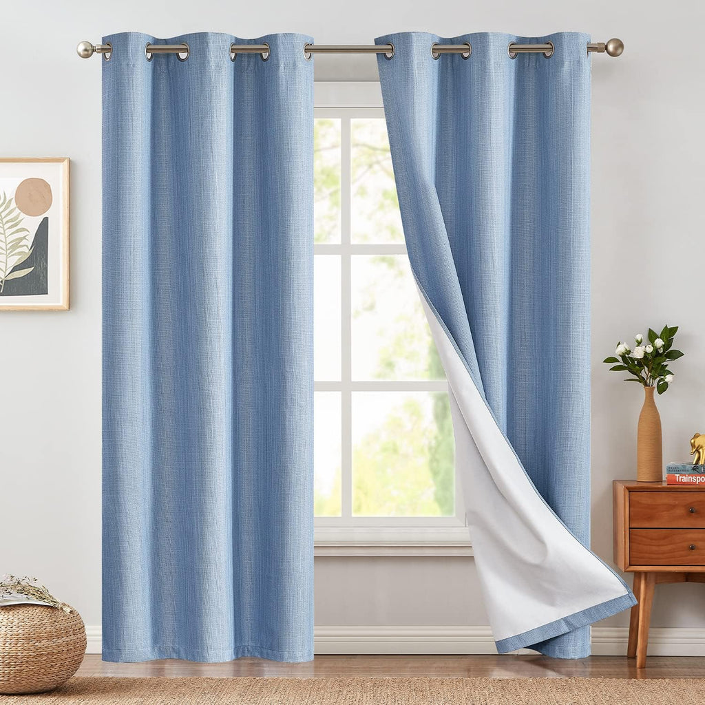 Grey Blackout Curtains 63 Inch Length 2 Panels Grommet Top Drapes A682