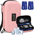 Insulin Cooler Travel Case TSA Approved Refrigerated Medicine Cooler with Thermometer 2 Reusable Ice Packs Pink C945